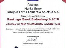 «Снежка» отмечена в рейтинге «Строительная марка 2010 года»